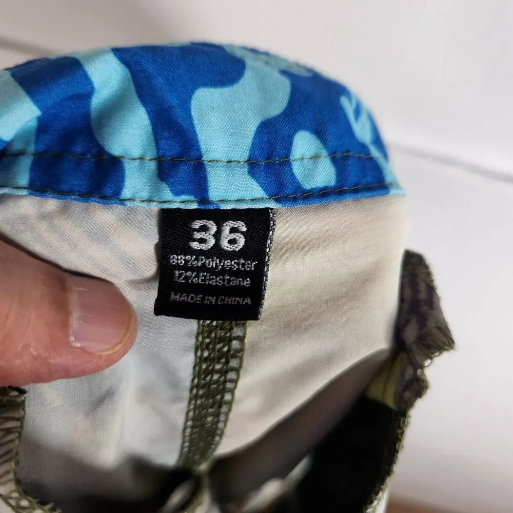 AFTCO Mens Size 36 Surf Swim Fishing Board Shorts Drawstring‎ Tropical Print 8